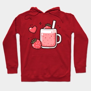 Kawaii Strawberry Drink with a Heart | Design for Kawaii Food Art Lovers Hoodie